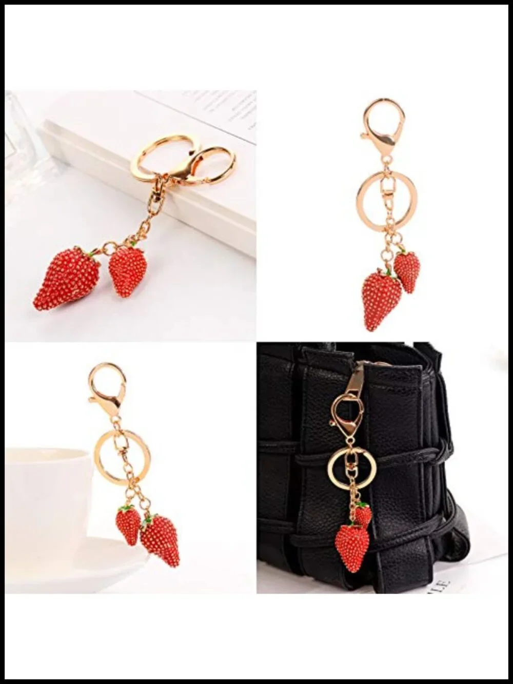 Fruit Crystal Rhinestone Sparkling Keychain Bag Pendant Handbag Charm